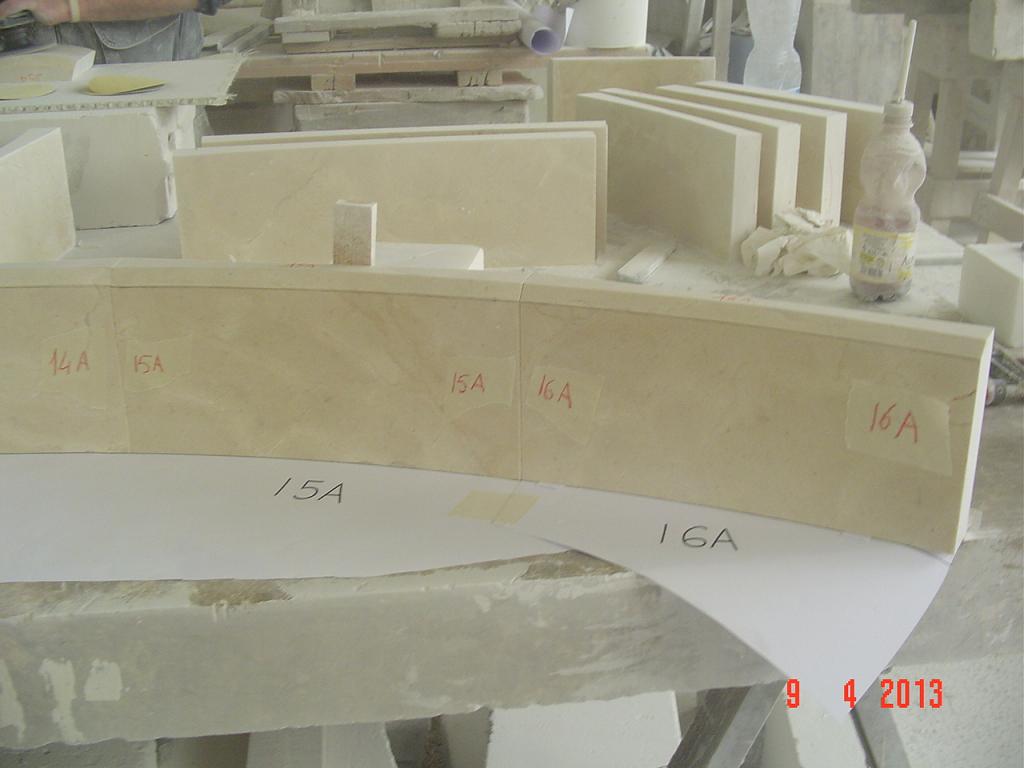 vertical cladding, solid and curved of fountain. Royal Princess atrium