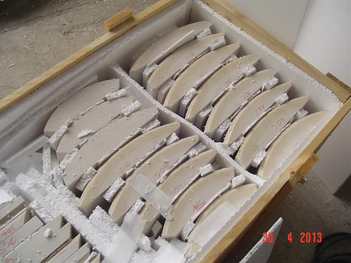 curved pieces of crema marfil marble. Royal Princess Fountain