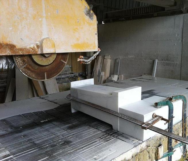 Cuts in solid piece of statuary marble for to make the base of the solid sinks