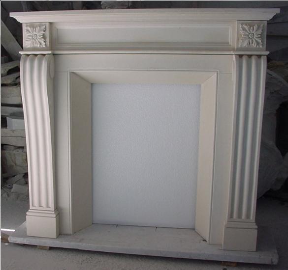 Fireplace in cream limestone