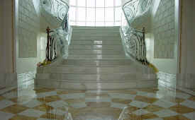 stair and floor with special design in Calacatta Gold, Giallo Siena and more