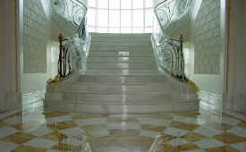 stair and floor with special design in Calacatta Gold, Giallo Siena and more